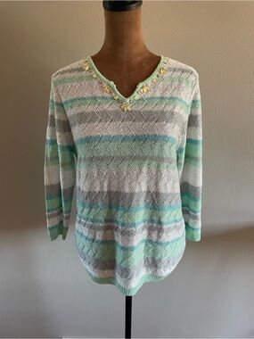 Alfred Dunner multicoloured striped pullover sweater